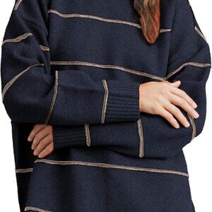 2024 Trendy Fall Sweater for Women - Soft Knit Striped Oversized Pullover